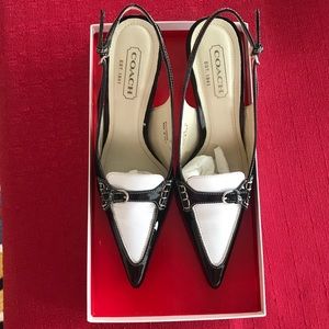 Coach Adrian Patent Leather Black/White Heels